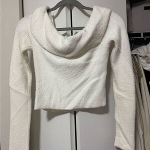 American Eagle Outfitters Cream Cowl Neck Sweater Off the shoulder